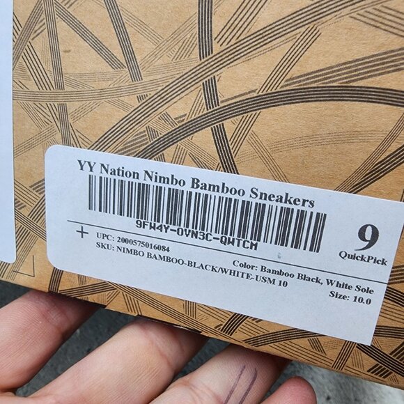 YY Nation Shoes Mens Size 10 Nimbo Bamboo Black Bamboo Slip On Sneakers *NWT* - Picture 3 of 14